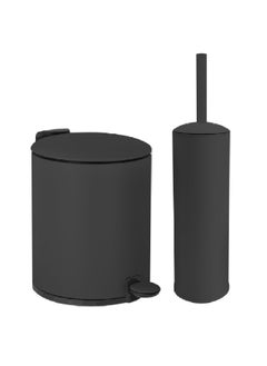 اشتري Pedal Bin with Toilet Brush Medium Black 5 L HDB-10021B في السعودية