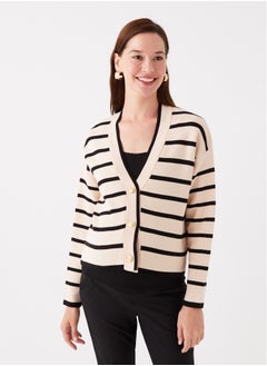 Buy V-Neck Striped Long Sleeve Maternity Knitwear Cardigan in Egypt