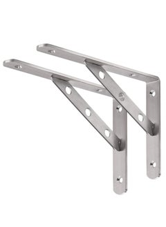 اشتري Shelf Brackets, Stainless Steel Solid Shelf Support, Corner Brace Joint Right Angle L Bracket, Space Saving DIY Bracket (14 inch - 2pcs) في الامارات