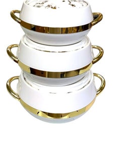 اشتري Set of 3 Inner Stainless Steel Hotpot (1000 ml, 1500 ml, 2000 ml) Light White/Gold في السعودية