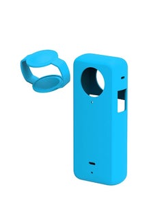 اشتري Compatible Case for Insta360 One X3 | Silicone Carrying Case with Guards Lens Cover Cap | Anti-drop Protective Accessories Cover for Insta360 X3 Action Camera Accessories - Blue في الامارات