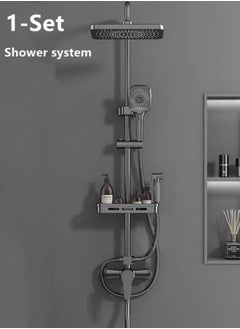 Buy 1-Set Bathroom Shower Head Set Shower System Stainless Steel/Copper Gun Grey in UAE