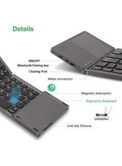 Buy Ultra Thin Mini Bluetooth 3.0 Foldable Keyboard Wireless Folding BT With Touchpad Keyboard compatible with Tablet PC Laptop Mobilephone in UAE