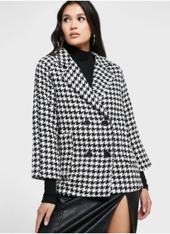 Buy Houndstooth Detail Coat in Saudi Arabia