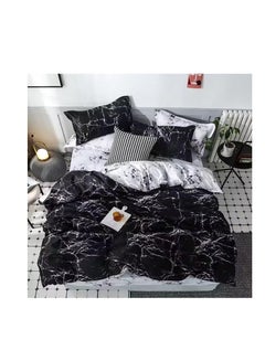 Buy Duvets Bedding Set Single Luxury Bed Sheets for Children with fixed Quilt Soft cotton Comforter sets marble black in UAE