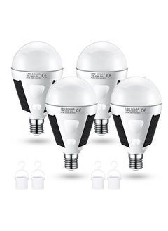 Buy LED Solar Emergency Bulbs 4-Pack, E26/E27 7W Rechargeable for Power Failure, 6000K Daylight White, Hurricane Home Supplies, Outdoor Camping Hiking Lights in UAE