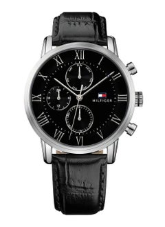 Buy Tommy Hilfiger Watch for Men, Quartz Movement, Analog Display, Black Leather Strap-1791401 in Egypt