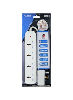 Buy Power Strips N4DS Extension Cord with 4 way Outlets, Charging Socket with 2 meter Heat resistant  Extension Cord (White) plus Multi Adaptor Combo Pack offer in UAE