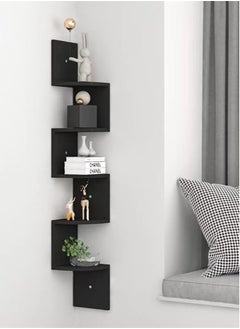 اشتري 1-Piece 5 Tier Floating Corner Shelves Wall Mounted Storage Rack Black 20x125 Centimeter في الامارات