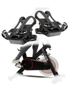 اشتري Bike Pedals with Toe Clips Cage, Compatible with Peloton Bike, for Exercise Bike, Spin Bike, and Outdoor Bicycles, 9/16-Inch Spindle Resin/Alloy Bicycle Pedals في السعودية