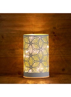 اشتري Evren Cutwork Glass Candle Holder with LED Lights 8 x 13 x 8 cm في السعودية