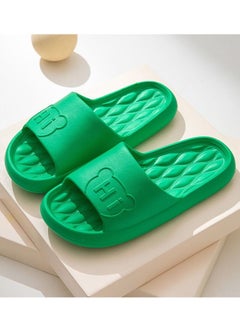 اشتري Light And Comfortable Solid Color Casual Slippers Bathroom Indoor Outdoor Non Slip Slippers Open Toe With Cartoon Pattern Green في السعودية