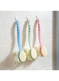 Buy Vtrem 2 IN 1 Shower Brush with Soft Loofah and Bristles Bath Body Brush with Curved 36cm Long Handle Back Scrubber for Wet or Dry, Men & Women Body, Face and Spa Washing (Multicolor) in Egypt