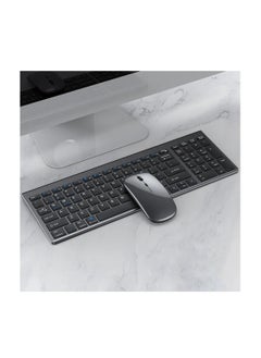 اشتري Full size Rechargeable 2.4G Wireless & Bluetooth Keyboard Mouse set for PC Laptop Desktop iMac iPad iPhone في الامارات