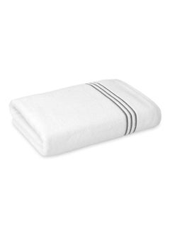 Buy Hotel Embroidery Bath Sheet, White & Silver - 500 GSM, 165x85 cm in UAE