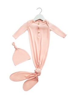 Buy Organic Bamboo Knotted Gown And Beanie Set - That's Peachy, 0 - 3 Months in UAE