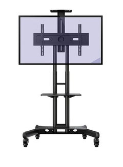 Buy Rolling TV Stand Trolley Cart Mount On Wheels For 32-75 Inch HDR LED LCD Screens Black in UAE