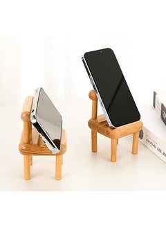 Buy 2 Pack Cute Mini Chair Phone Holder with 3 Angles Adjustable Phone Holder Convenient Wooden Desktop Stand Card Display Stand Multi Angle Cradle for Desk Tablet Phone Assembly Required in UAE