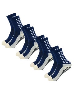Buy Men's Soccer Socks Anti Slip Non Slip Grip Pads for Football Basketball Sports Grip Socks, 4 Pair in Egypt