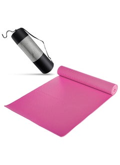 Buy PVC Yoga Exercise Mat With Carrying Bag 6MM Thick x173cm Lx61cm W, Pink in Egypt