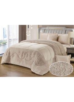 Buy Single winter comforter set, two-side system, velvet face and soft fur side, 4-piece system, medium filling, excellent quality and practical, 160 * 210 cm in Saudi Arabia