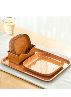 Buy 13Pcs Wooden Grain Plates, Reusable Appetizer and Dessert Plates Set, Heavy Duty Elegant and Sturdy Design Plates Eco Friendly Dinner Plates for Dishes Snack, Dessert, Salad Serving, Housewarming in UAE