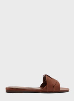 Buy Textured Woven Design Flat Sandal in UAE