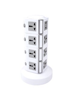 اشتري Universal Vertical Tower Power Strip, Multi Socket 110V-250V with 2 USB Ports, Electric Charging Station Surge Protector, Suitable For Any Country في الامارات