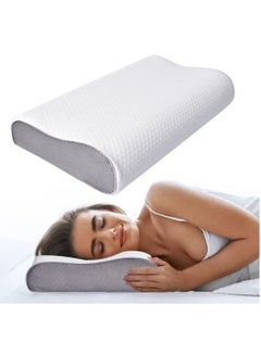 Buy Memory Foam Pillow, Ergonomic Cervical Sleeping Pillow 2 Adjustable Height Orthopedic Pillow, Neck Support Contour Bed Pillows for Side Back Stomach Shoulder Sleepers Pain Relief with Washable Cover in UAE