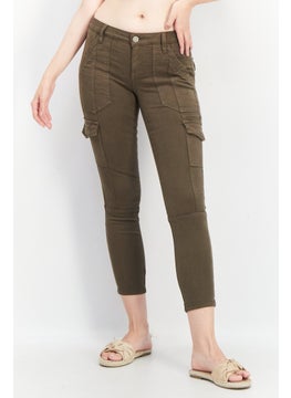 اشتري Women Skinny Fit Plain Stretchable Jeans, Olive في الامارات