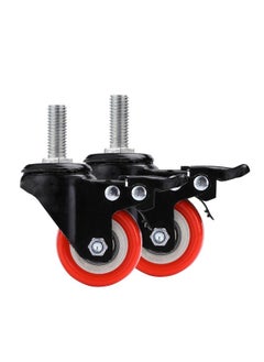 Buy 2-Piece 40mm Orange PVC Double Ball Bearing Caster - Swivel with Brake - Screw M12 in Saudi Arabia