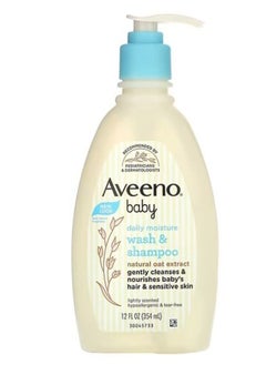 Buy Aveeno, Baby, Daily Moisture Wash & Shampoo, 12 fl oz 354ml in UAE