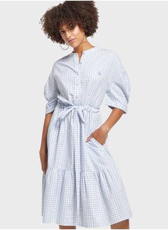 Buy Checked Tie Detail Dress in UAE