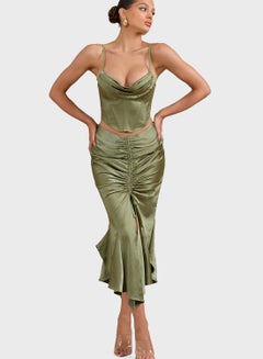 Buy Ruched Detail Front Slit Skirt in UAE
