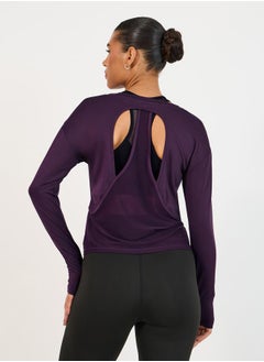 Buy Double Layer Open Back Long Sleeves Yoga Top in Saudi Arabia