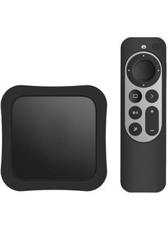 اشتري Case Compatible with TV 2021 Remote Sleeves (2nd Generation) With TV Box Case Skin, Anti Slip Shock Proof Silicone Remote Cover Protective Cover for TV Siri Remote (Black) في السعودية