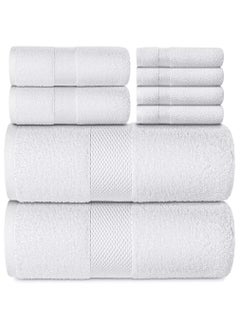 اشتري COMFY 8 PIECE HIGHLY ABSORBENT COMBED COTTON 600 GSM TOWEL SET - WHITE في الامارات