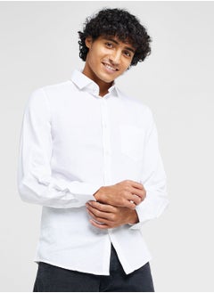 Buy Men White Sustainable Casual Linen Shirt in UAE