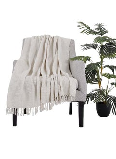 Buy Waffle Handwoven Throw, White – 127x152 cm in UAE