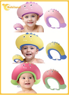 Buy 3 Pcs Baby Shower Cap, Adjustable Shampoo Visor Bath Hat, Infants Soft Protection Safety, Protect Ear Eye Baby Hair Washing Aids for Baby Toddler Children Kids (Dinosaur) in Saudi Arabia