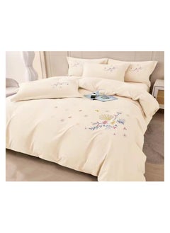 اشتري COMFY KING SIZE 6PC FLORAL COTTON PREMIUM EMBROIDERED COMFORTER SET CREAM في الامارات