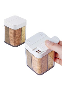 Buy 2 Pack 4 in 1 Plastic Salt and Pepper Shaker- 8 Grids Empty Spice Dispenser with Adjustable Holes Transparent Travel Seasoning Cans Condiment Jars for Camping Home Restaurant Kitchen Cooking Steak BBQ in UAE