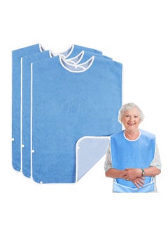 Buy 3 Pack Adult The Eldly Bib with Snaps, Reusable Adult Bib for Eating, Washable Dining Bibs for Elderly, Clothing Protector for Elderly Men Women and Disabled in Saudi Arabia