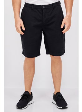 اشتري Men Regular Fit Solid Chino Shorts, Black في الامارات