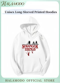 Buy Unisex Hoodies Long-Sleeved Printed Tops Casual Sweatshirts Soft Sportswear Fashion Youth Pullovers with Drawstrings and Large Pockets for Daily Wear in Saudi Arabia