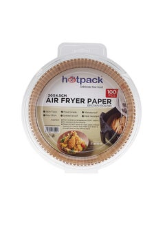 Buy Hotpack Air Fryer Paper Brown Round Liners 20x4.5cm, 100-Pieces in UAE