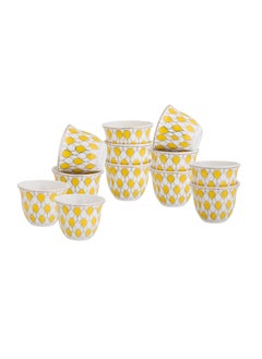 Buy 12-piece set Arabic coffee cups yellow color in Saudi Arabia