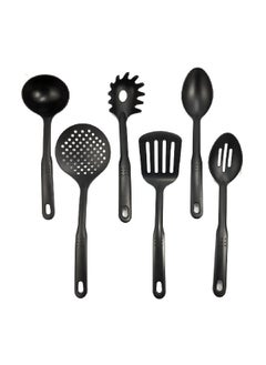 Buy 6-Piece Heat Resistant Plastic Cooking Utensil Set Black 11.2 x 13 x 33.5 cm HS-6898A in Saudi Arabia