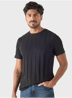 Buy Textured Crew Neck T-Shirt in Saudi Arabia