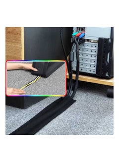 Buy 1 meter Black Cord Cover Carpet Cable Cover Floor Cord Cover Cable Protector Cable Management for Office and home in UAE